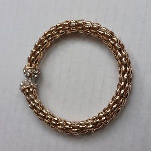 4/$30 Thick Gold Coloured Metallic Bracelet With Rhinestone Detail
